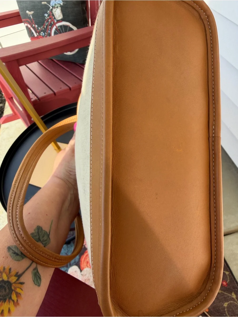 Rare 1999 Vintage Coach Bleecker Tote USA Bag Italian Cotton Linen & British Tan
